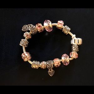 PANDORA STYLE SILVER CHARM BRACELET